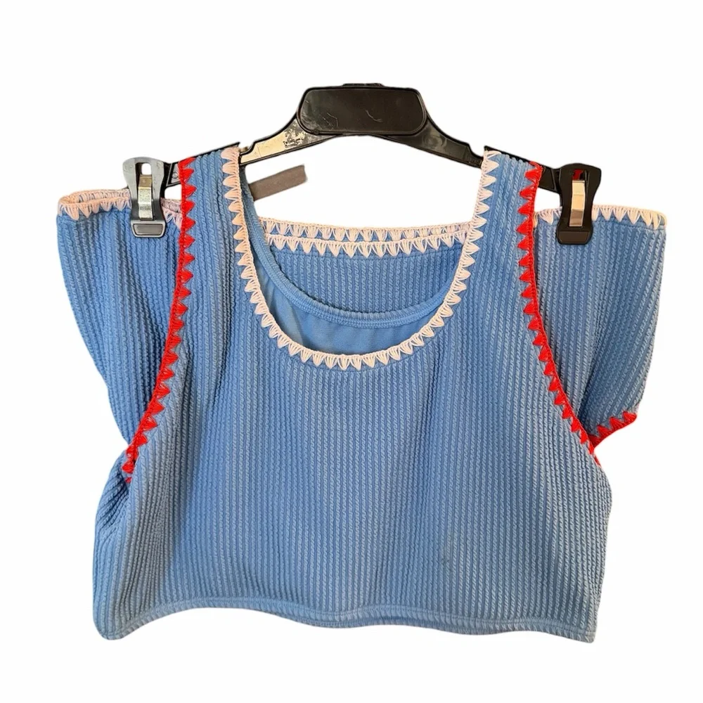 NWT Thereabouts Big Girls 2-PC Blue, Red, White Bikini Set (XL 18.5 Plus) - Picture 4 of 6